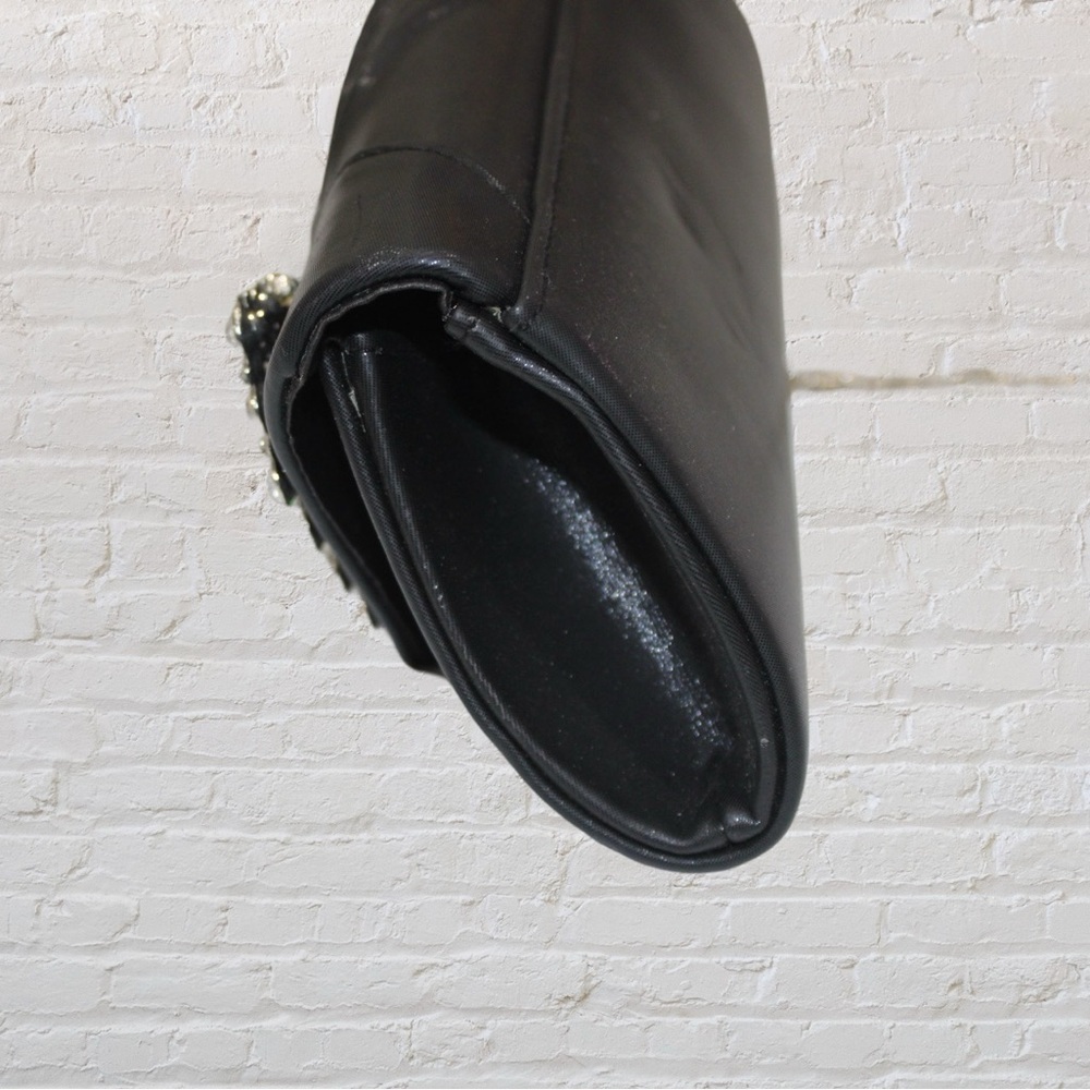 Black Leather Applique Evening Bag - Picture 3 of 6